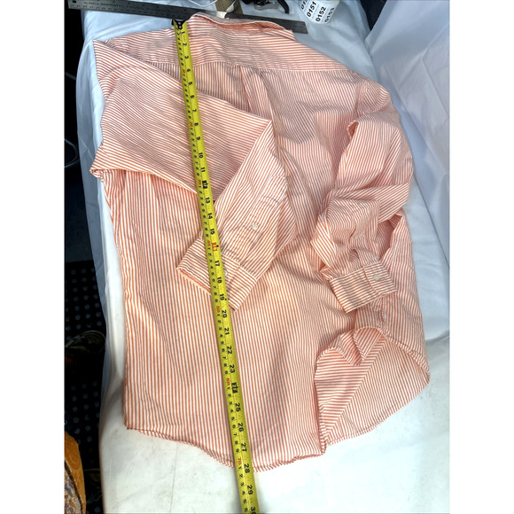 Ralph Lauren Shirt Orange White Striped Buttons Custom Fit Long Sleeve Men’s L - Picture 12 of 16